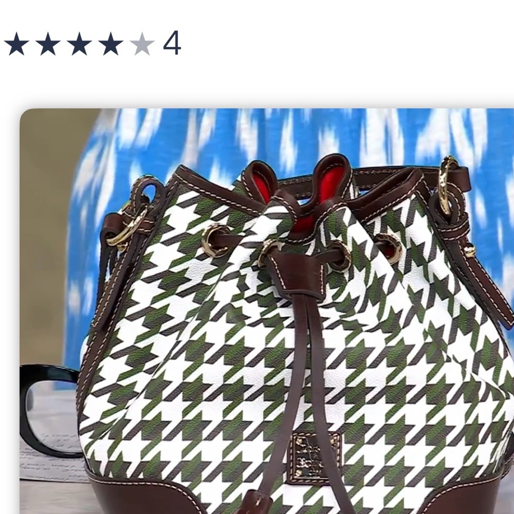 Dooney & Bourke Green and White Houndstooth Shoulder Bag